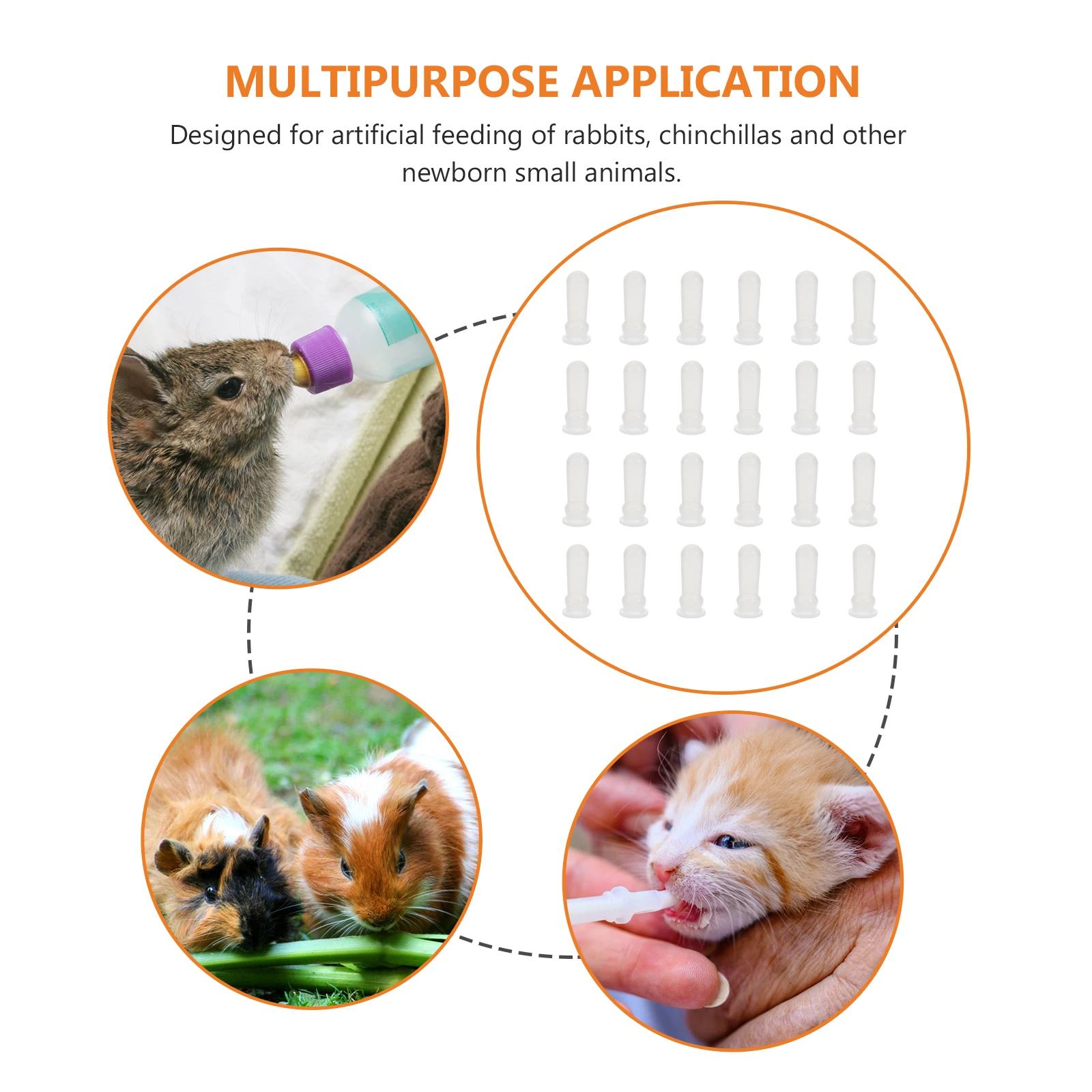 

40 Pcs Pet Bottle Nipple Silicone Pacifiers Nurser Teat Feeding Small Animals Rabbit Kitten Newborn Pet Supplies