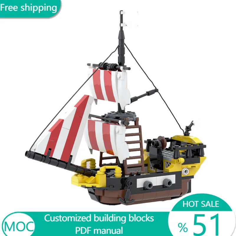 

338 PCS Medieval BarracudaJunior MOC Customize Modular Building Block Technology Model Popular Creative DIY Holiday Toy Gifts