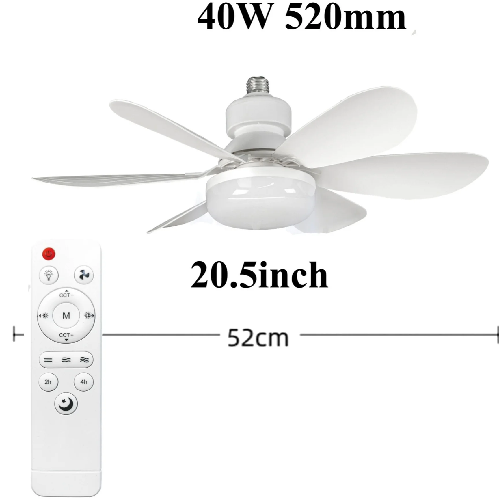 20.5 inch 40W led Ceiling Fan Light with Remote Control for Dimming Household Smart led Fan Lighting Lamp E27 Socket AC85-265V