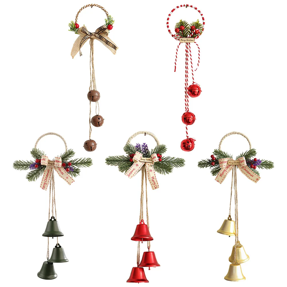 Holiday Decoration with Merry Christmas Bells Iron Jingle Bell Pendant for Wreaths Trees and Table Centerpieces