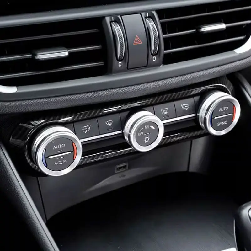 ABS Car Center Console Air Condition AC Adjustment Knob Cover Frame Trim For Alfa Romeo Giulia Stelvio 2017 2018 2019 2020