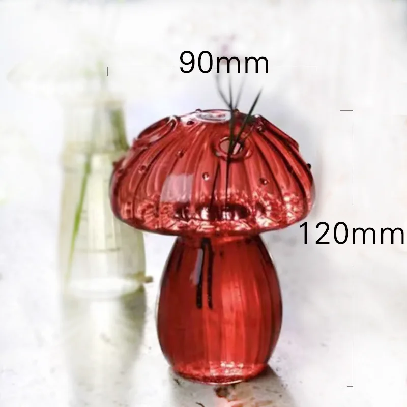 Mushroom Glass Flower Vase Flower Bottle Vase for Decoration Plant Pot Hydroponic Terrarium Vases for Flowers Room Decor
