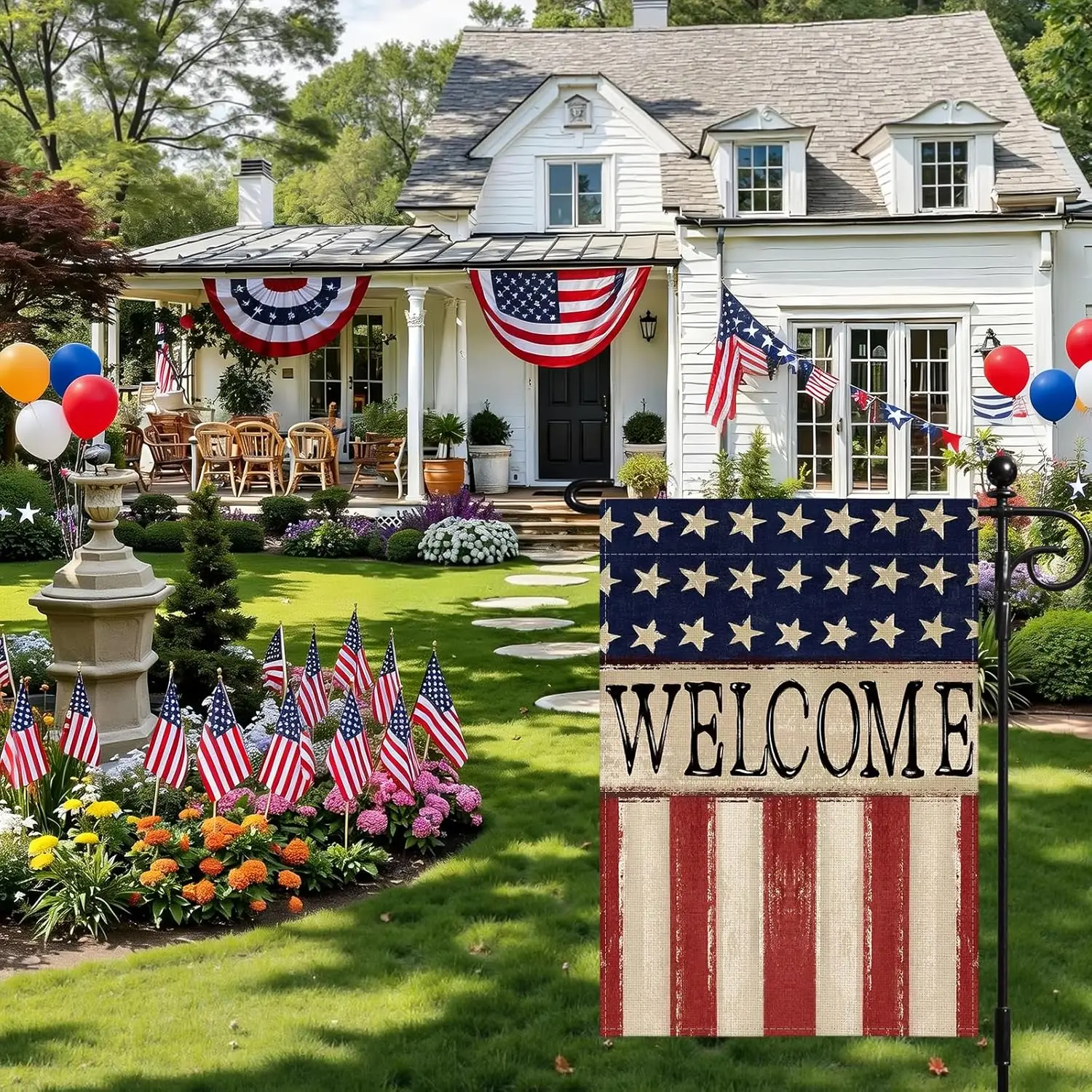 Artscope Patriotic 4th of July Garden Flag 12x18 Inch Double Sided for Outside, Memorial Day Independence Day American Welco ZZM