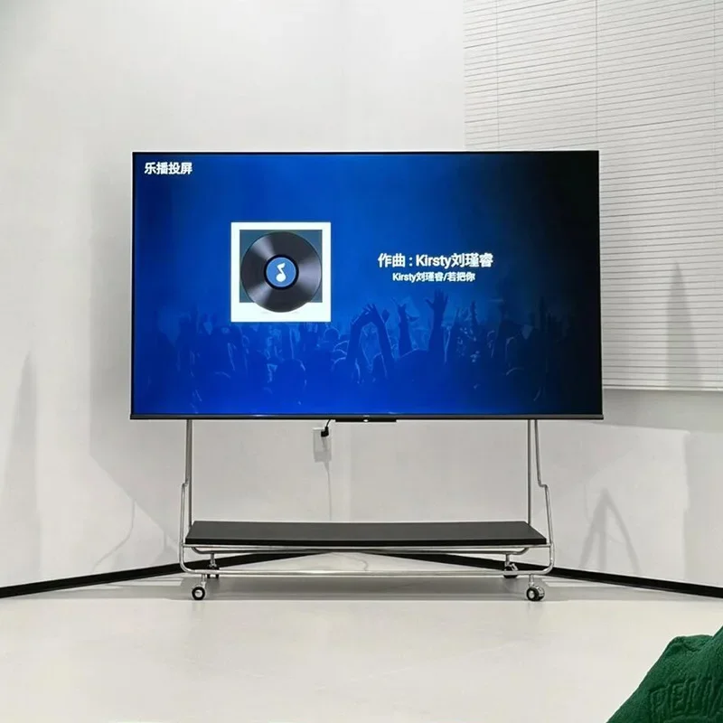 Household small apartment TV mobile bracket, stainless steel floor-to-ceiling living room monitor TV stand