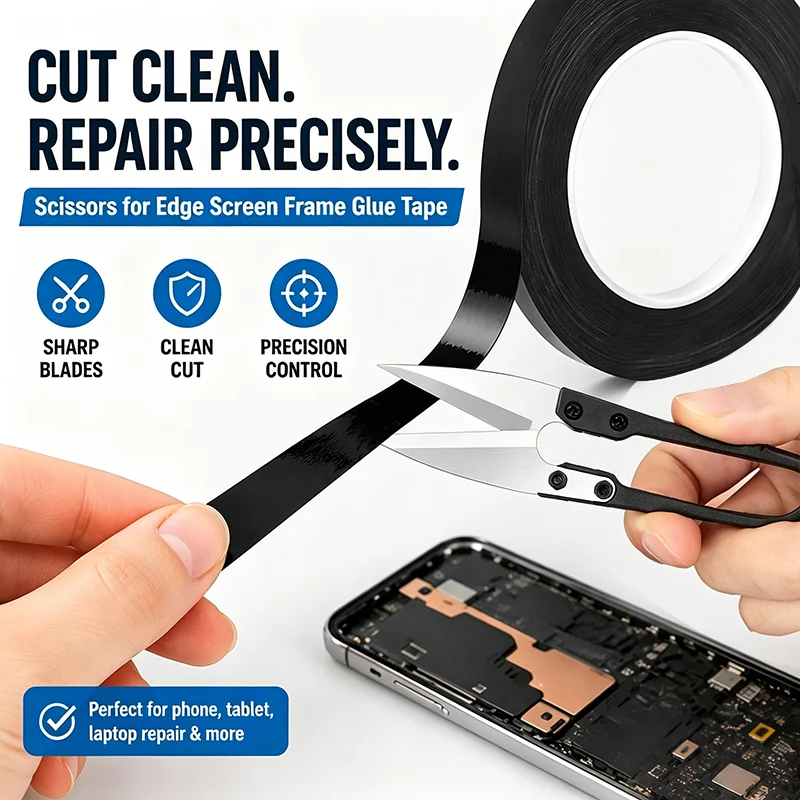 SUNSHINE 3MM Green Bubble Black Double-sided Adhesive Tape&Scissors Set Tape non-marking ultra - Specialized for phone repair