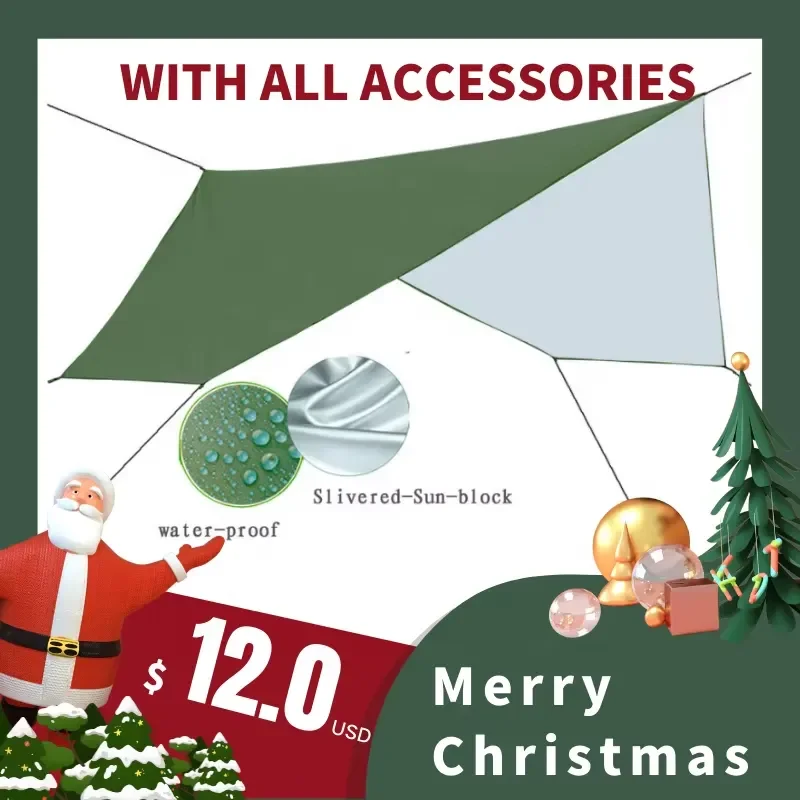 Factory Direct Lightweight Camping Hammock Rain Fly Sheet Tent Sun Shelter Outdoor Camper Tarp Awning Canopy Poles Essential