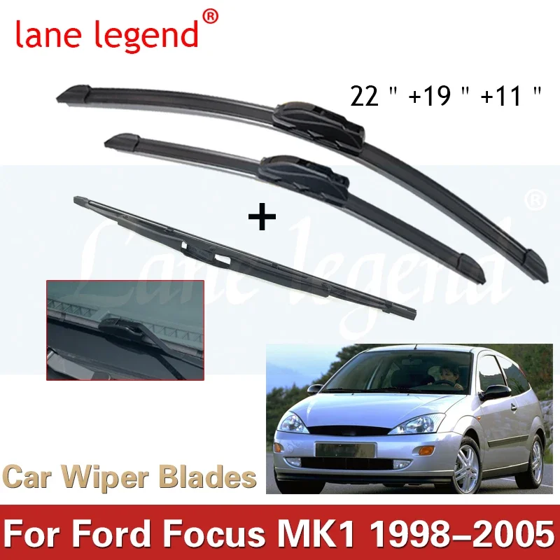 Wiper Front & Rear Wiper Blades Set Kit For Ford Focus MK1 1998-2005 1999 2000 2001 2002 Windshield Windscreen Window 22\