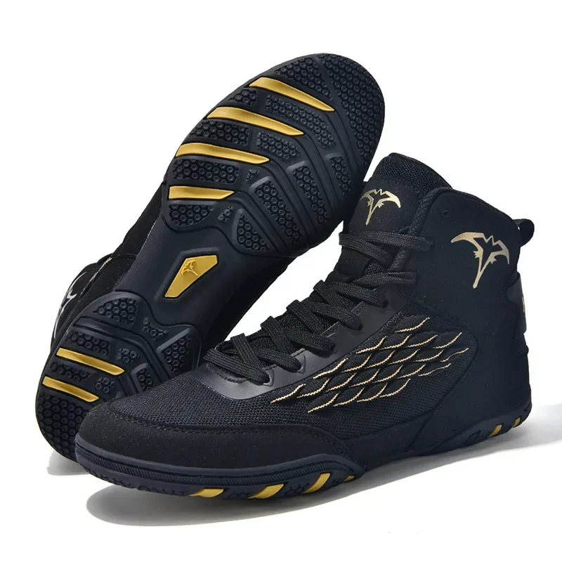 

Обувь для бокса и борьбы, высокие противоскользящие двухцветные спортивные туфли для тяжелой атлетики, дышащий резиновый верх, большой размер