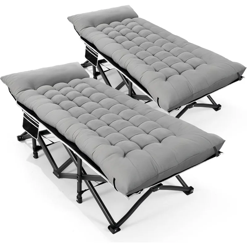 Two Grey Camping Cots