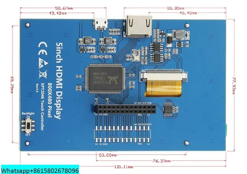 Raspberry Pi2 3 4 pantalla LCD para Raspberry Pi pantalla TFT 800x480 pantalla táctil HD MI pantalla 5 pulgadas 1 pieza 0.34A * 5V MPI5008