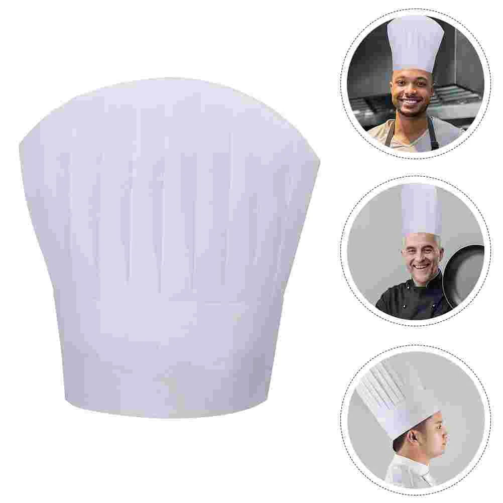 6 Pcs Chef Hat Food Server Hats Simple Catering Comfortable BBQ Cooking Non-woven Fabric Suitable Most People