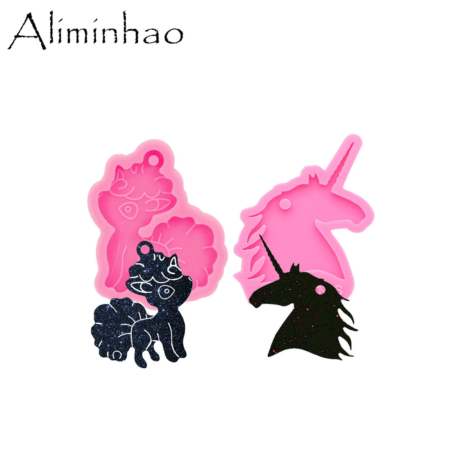 DY0137 Shiny Unicorn Head Silicone Molds For DIY Keychain Epoxy Resin Horse Mold Craft Chocolate Fondant Sugarcraft