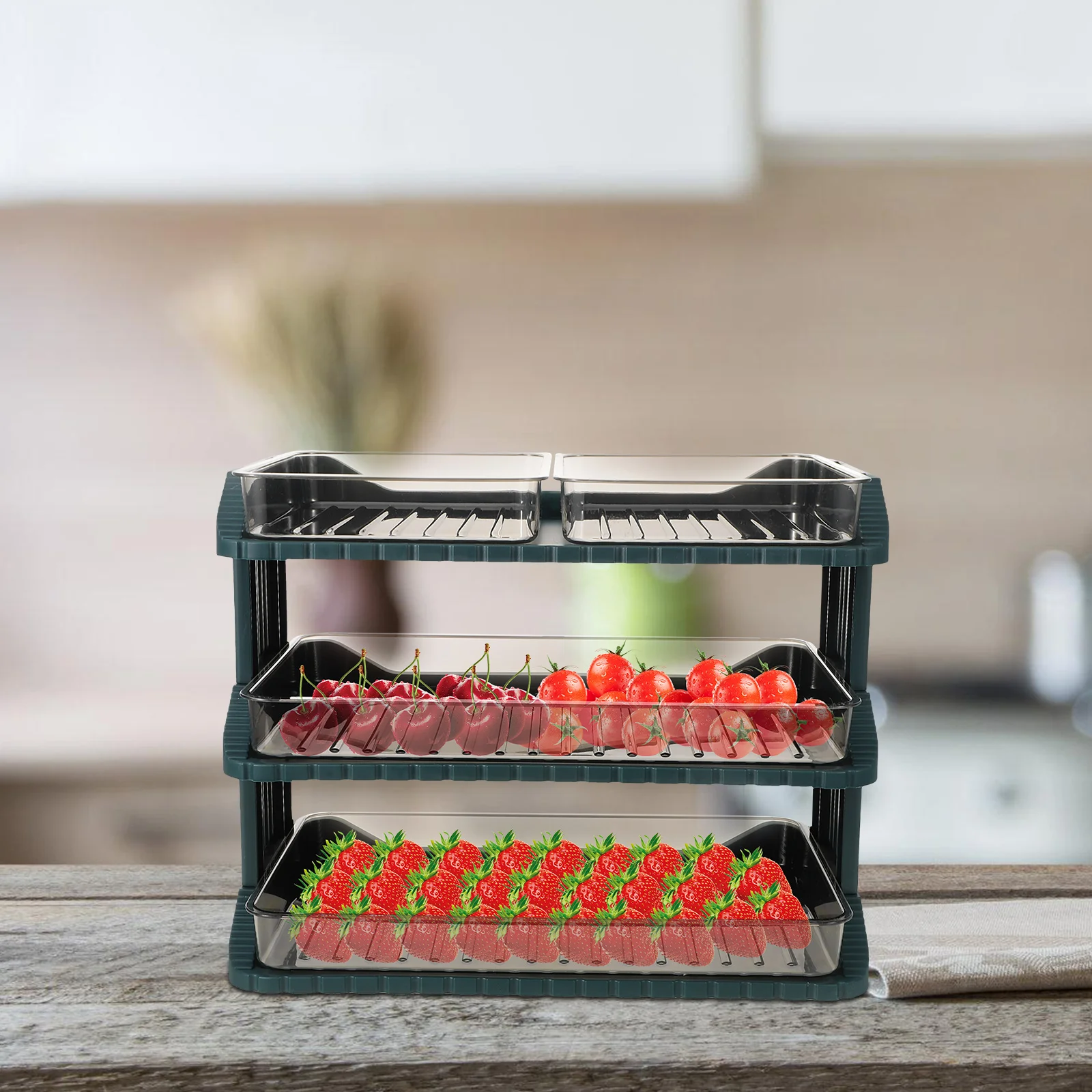 

Multi layer Storage Tray for Fruit Vegetables Hotpot Rack Fresh Food Countertop Kitchen Supply Stacked Save Space Separate Food