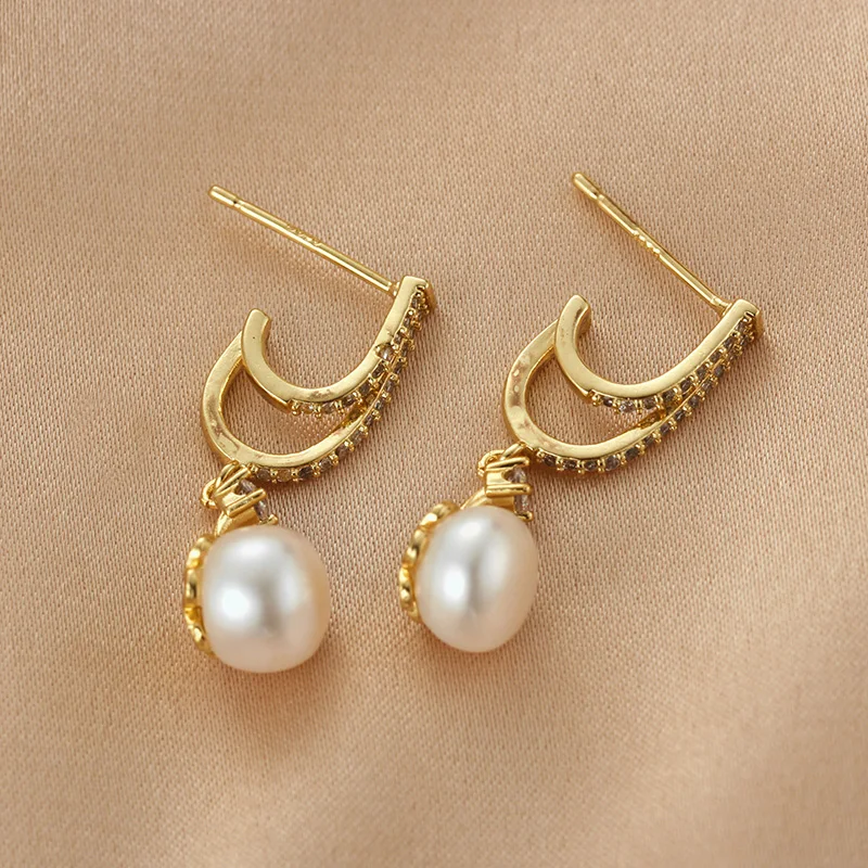 Женские серьги из серебра 100% пробы, вечерние натуральным пресноводным жемчугом