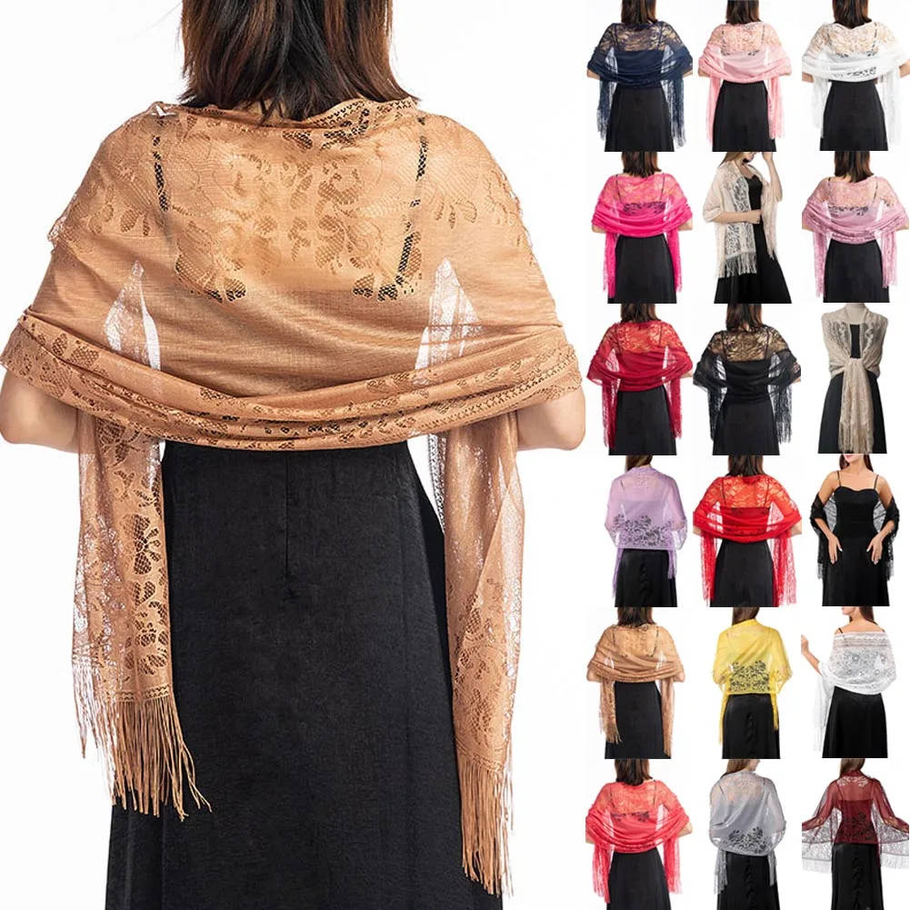 New Ladies Lace Sheer Tassels Evening Dress Shawl Hollow Bridal Bridesmaid Boleros Wraps Mesh Wedding Capes Party Shawls Women