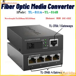 TP-LINK Fibra ottica Transceive 10/100M 20KM Single Mode Tunggal SC Port Fibra Optica ricetrasmettitore 4 porte RJ45 1 porta Serat