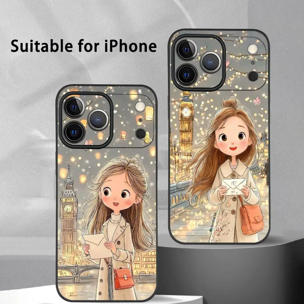 Herfst meisjesachtig hart telefoon case voor iPhone 17 16 15 14 13 Pro Max Plus Mini Frosted Soft Case Funda Shockproof Gevallen