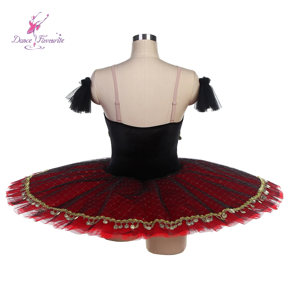 Dance Favourite Ballet Tutus BLL545  Black Velvet Top with Red Tulle and Trim Pre-professional Ballet Costume Tutu Ballet Tutu