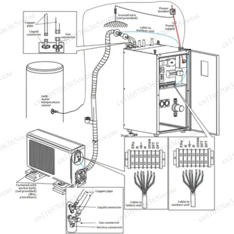 Split Type Two-Stage High Temperature Heat Pump 80℃ Variable Frequency Industrial Heating Equipment