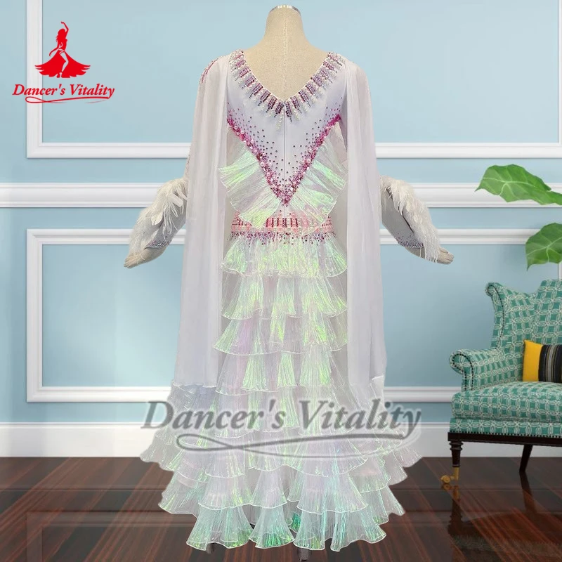 Erwachsene Walzer Quickstep Foxtrot Professionelle gestufte Kleider Weibliche Ballsaal Führen und Wettbewerbskleidung Maßgeschneiderte Tänzerin Vitalität