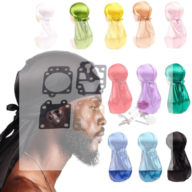 Bandana Doo Rag - Мужской шелковый дураг, модный однотонный дизайн,
