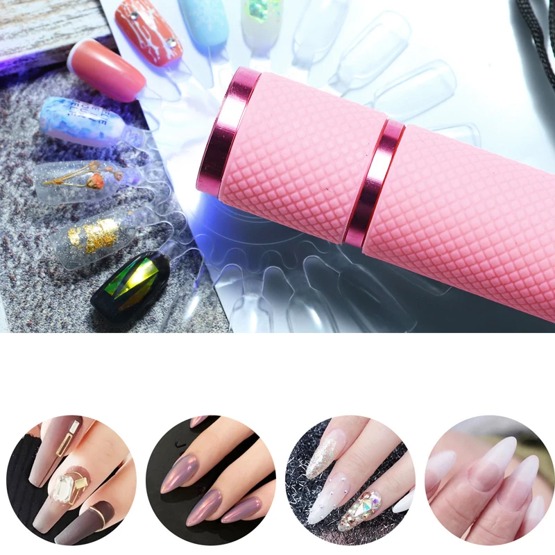 1Pcs Electric Torch LED Nail Dryer Lamp 4Color Pink/Blue/Yellow/Green Portable UV Gel Nail Lamp Fast Dry Gel Polish Manicure Led