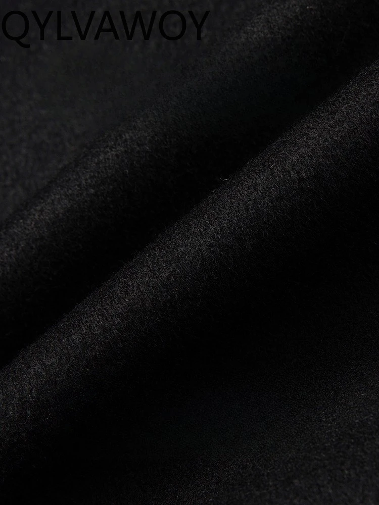 QYLVAWOY الشتاء الخريف الرجال منتصف طول معطف الصوف ملابس خارجية الصوف أوزة أسفل بطانة الدافئة أنيق عالية الجودة سترة رجالي LJ2769