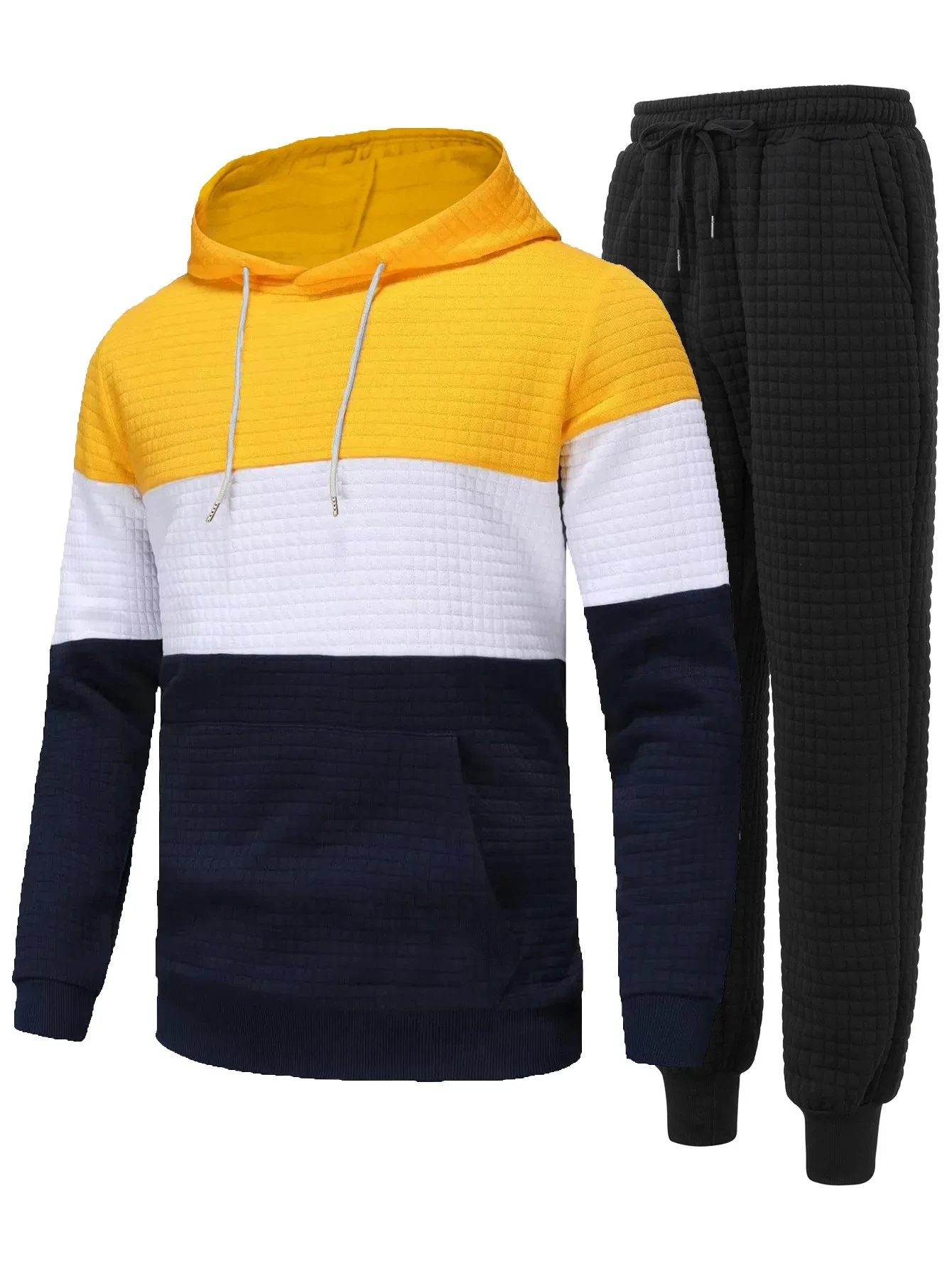 

Spring and Autumn Korean version men's casual sportswear - jogging hoodie and pants set, two-piece color matching running suit