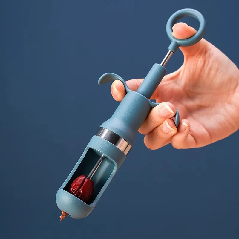 

1pc Syringe-Type Fruit Corer - Multi-Function Seed Remover for Red Dates, Fresh Dates, Cherries, PP Material & 2 Colors Optional