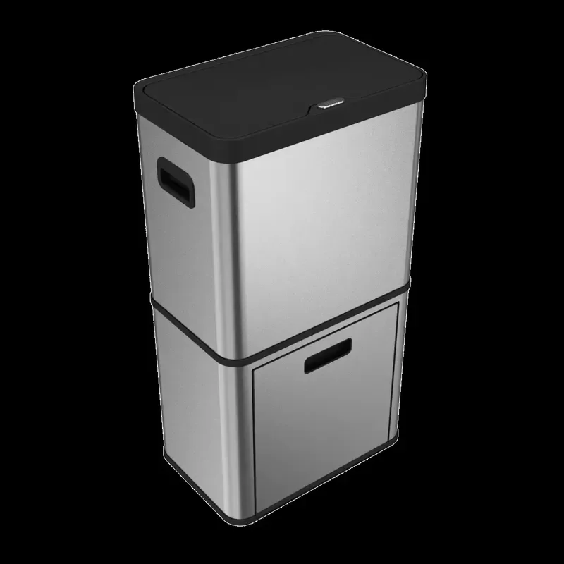 Large Capacity 2 Layer Kitchen Trash Can Stainless Steel Waste Bin Multifunctional Sorting Garbage Container for Home Office