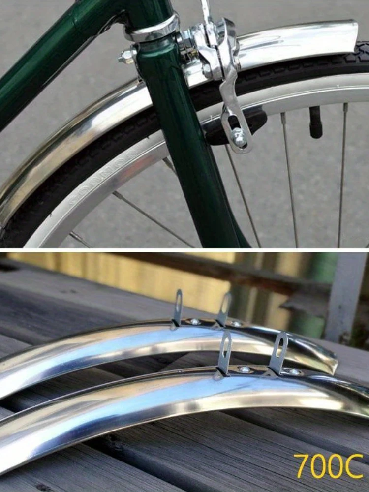AliExpress NONE 1 Set Retro Bike Front Rear Fenders 700C 23C 25C Stainless Steel Mud Guard Wing Road Bicycle Mudguard Fender Parts