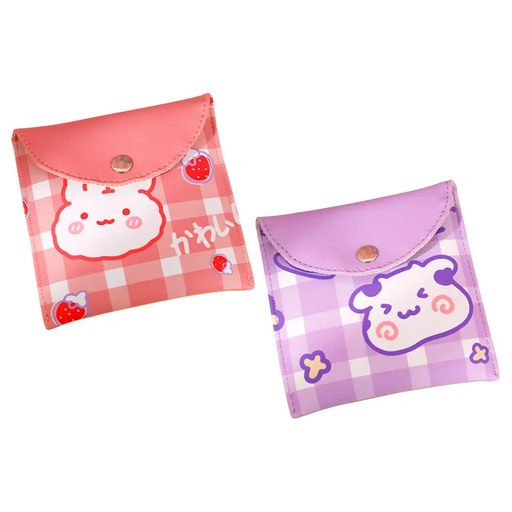 

2pcs Sanitary Napkin ganizer Large Capacity Period Bag Pink Rabbit Tampon Holder Female Necessity Menstrual Pad
