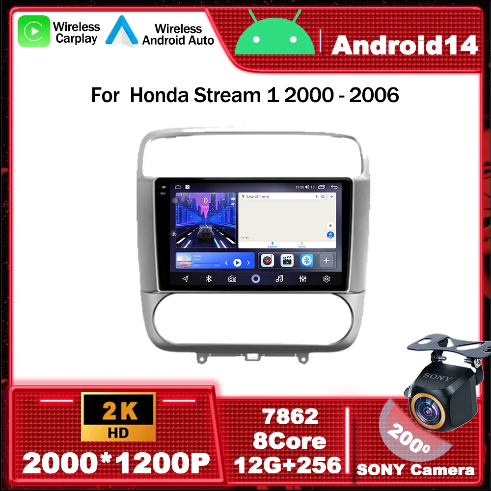 

Android 14 Car Radio Multimedia Video Player Navigation GPS For Honda Stream 1 2000 - 2006 Touch Screen Carplay Auto 5G WIFI BT