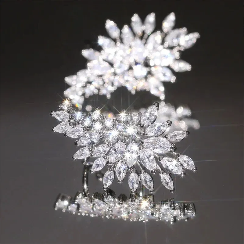 Huitan wspaniałe damskie kolczyki z kolczykami pełne olśniewającego CZ kamienia błyszczącego ucha Piercing kolczyki imprezowa biżuteria Drop Shipping — zdjęcie 5