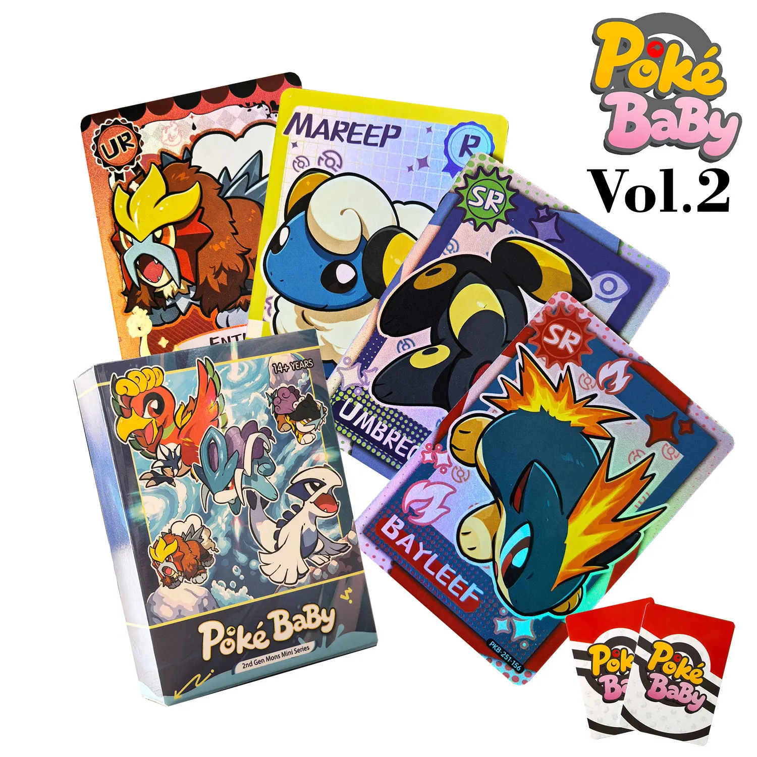 Image of Vol.2 Holographische 60-teilige Chibi PokeBaBy Blindbox Niedliche DIY-Karten Pokemon Gen 2 Gold- und Silber-Sammlerkarten Hooh Lugia