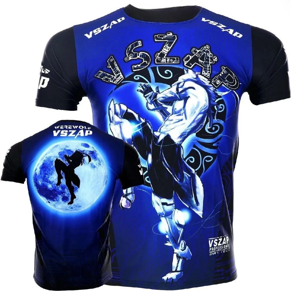 VSZAP Muay Thai Short-sleeved Quick-drying Cotton T-shirt Half-sleeved Fitness Sports Fighting Broadcast for Martial Arts Style