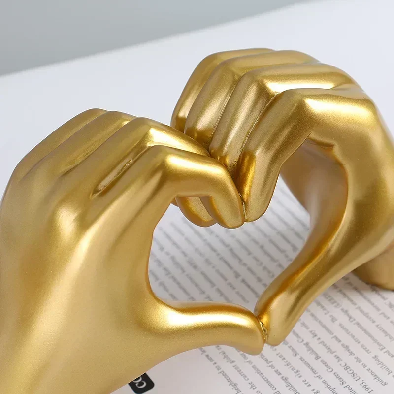 Nordic Hand Love Figurine Heart Gesture Statue for Home Bookcase Living Room Home Decor