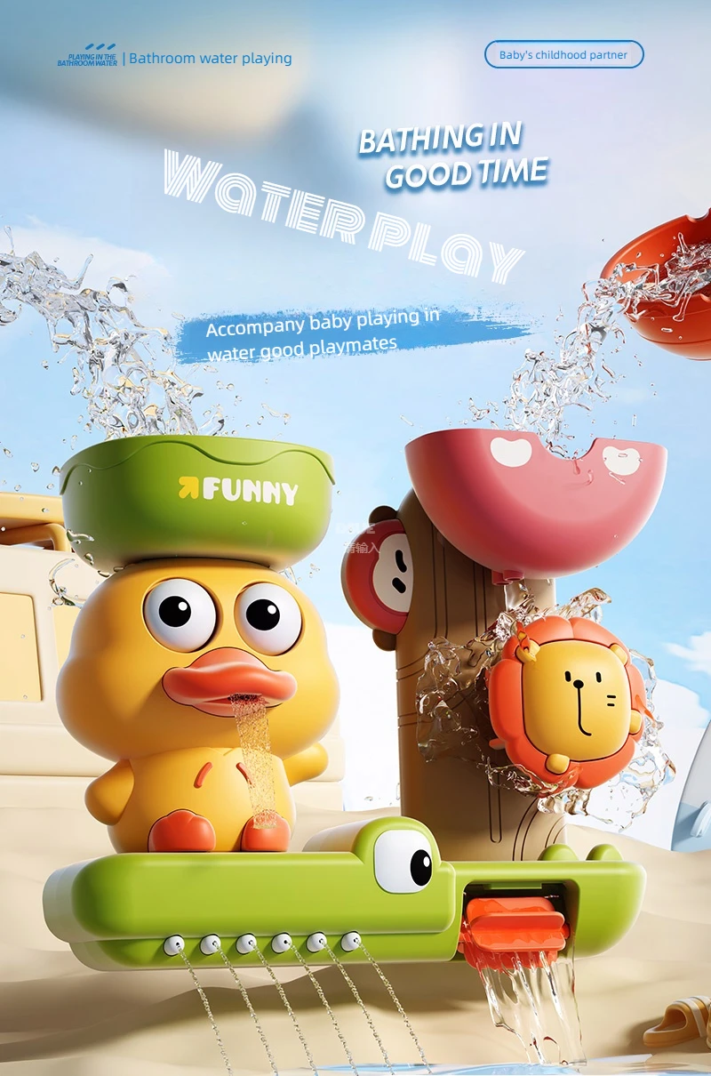Ente/Blumenform Baby Badespielzeug Spielen Wasser in Löwe Wasserrad Kinder Spaß in der Dusche Badewanne mit Saugnapf im Kindergeschenk – Detail 4