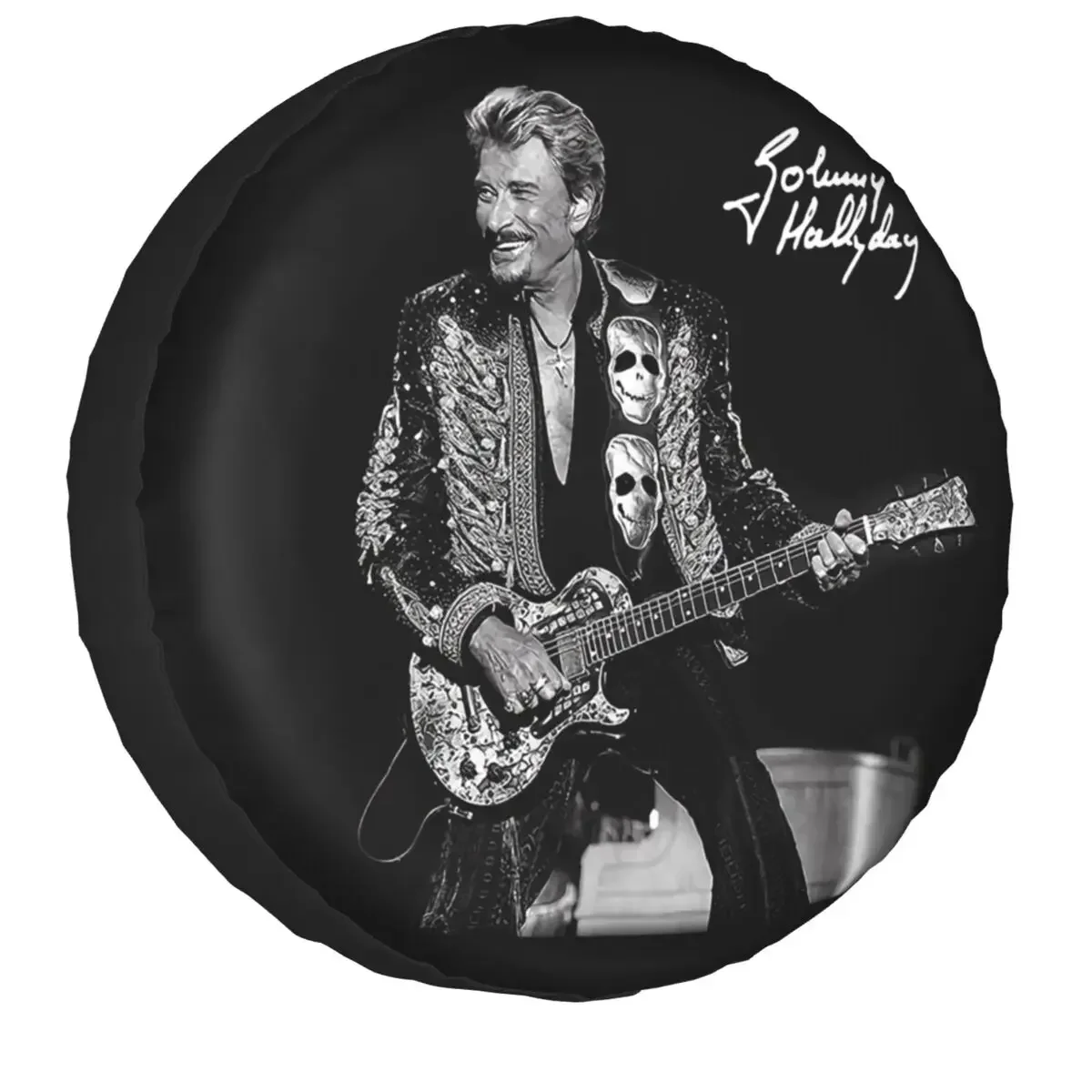 Johnny Hallyday Spare Wheel Tire Cover for Toyota French Singer Rock Music Jeep SUV Camper Vehicle Accessories 14-17 Inch