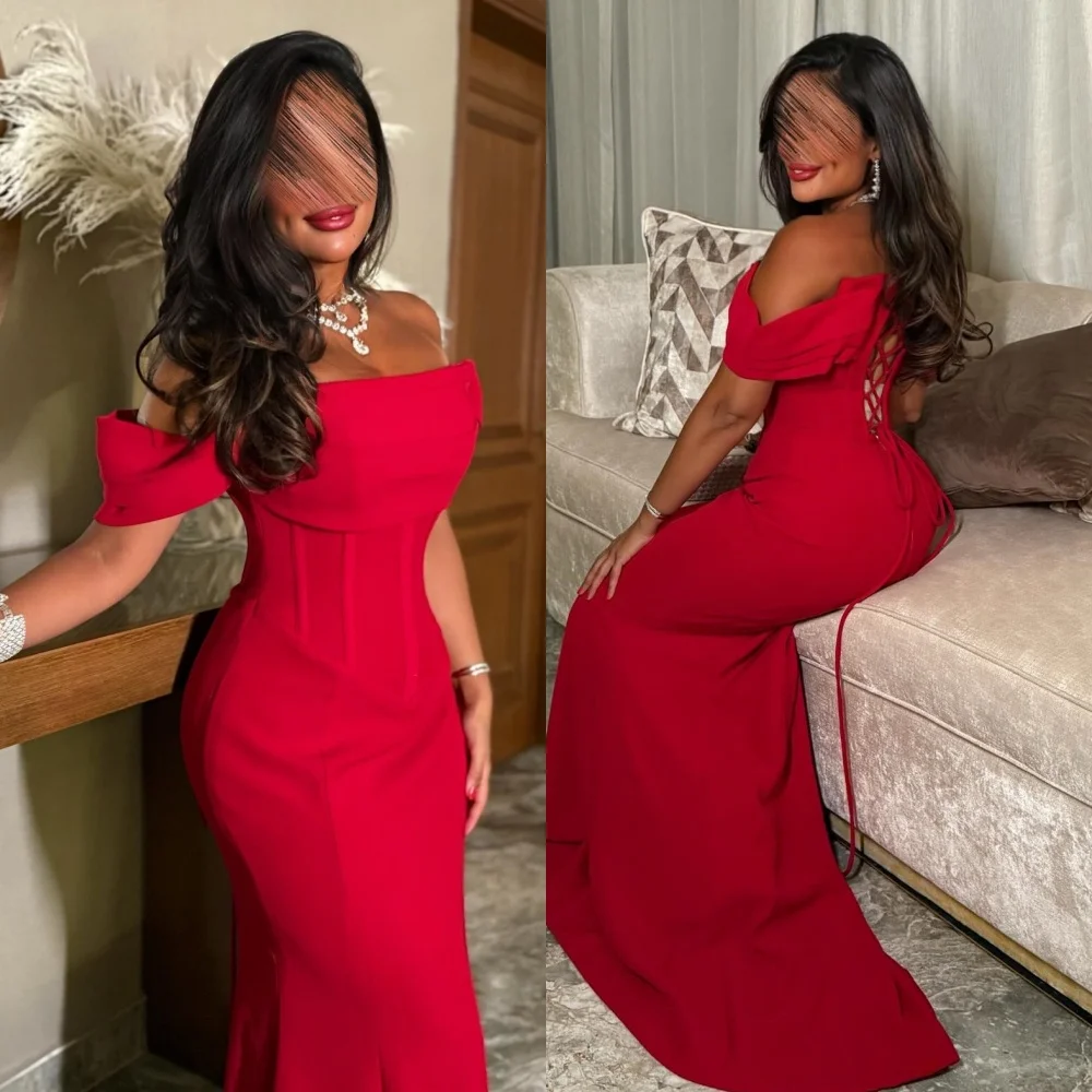 

Customized Simple Exquisite Jersey Pleat Mermaid Off-the-shoulder Long Dresses Bespoke Occasion Dresses Sizes Available Fashion