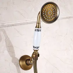 Antique Brass Handheld Shower Head, Telefone Estilo, Bronze, Water Saving Spray, Banheiro, Mangueira de 1,5 m