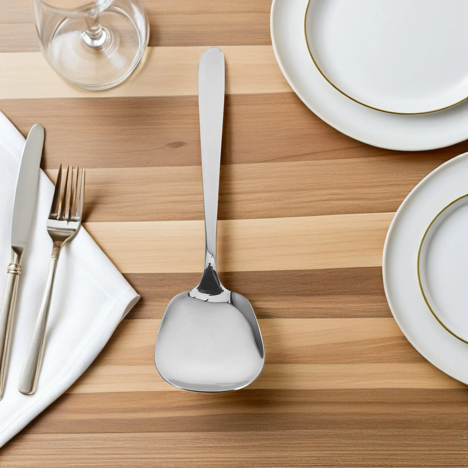 

Serving Spoon Tableware Stainless Steel Cooking Soup Spoons Stainlesss for Home Use Silver Large Metal