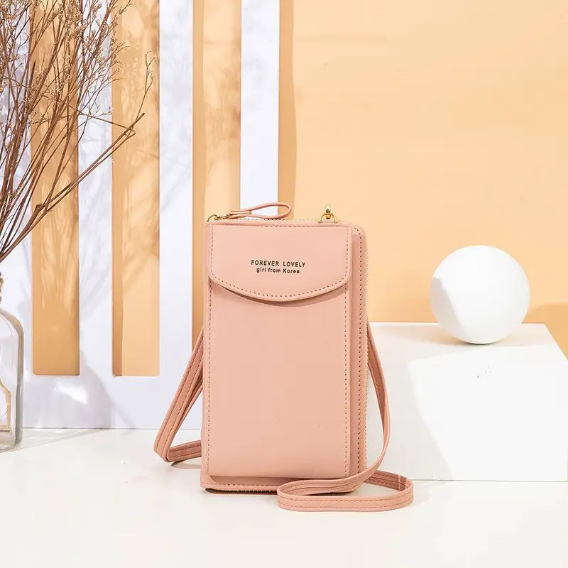 New magnetic buckle mobile phone bag trend minimalist women's diagonal cross shoulder bag women's soft face vertical long wallet