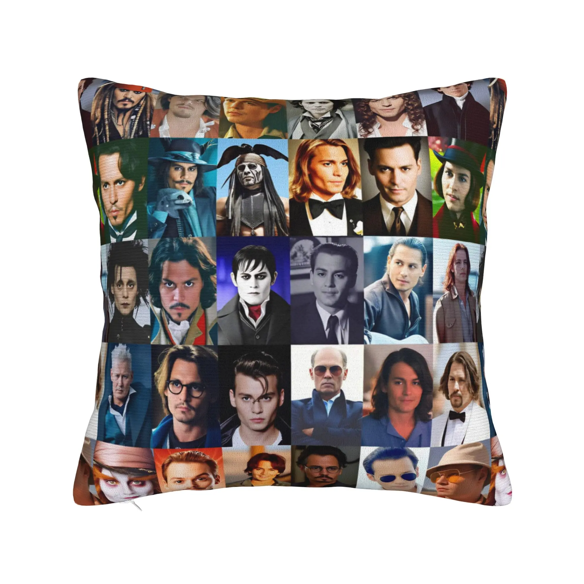Johnny Depp Collage Pillow Cover  Funny Pillow Case For Sofa Couch Bed Living Room Comfy Cushion Cover Birthday Gift