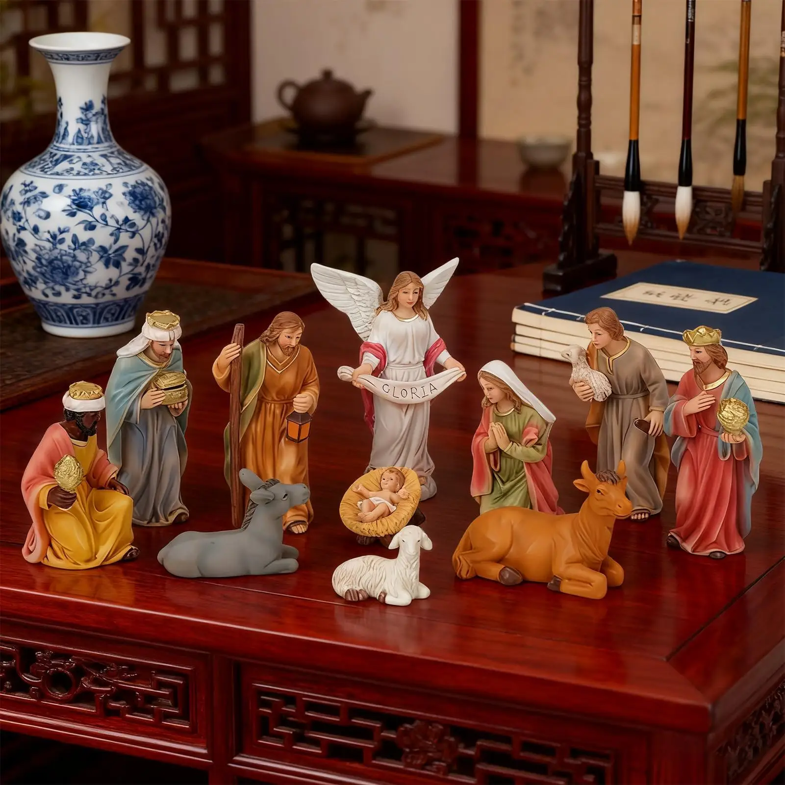

Christmas Nativity Set Jesus Figurines Manger Christmas Decor Christian Family Nativity Miniature Figurines For Indoor Outdoor