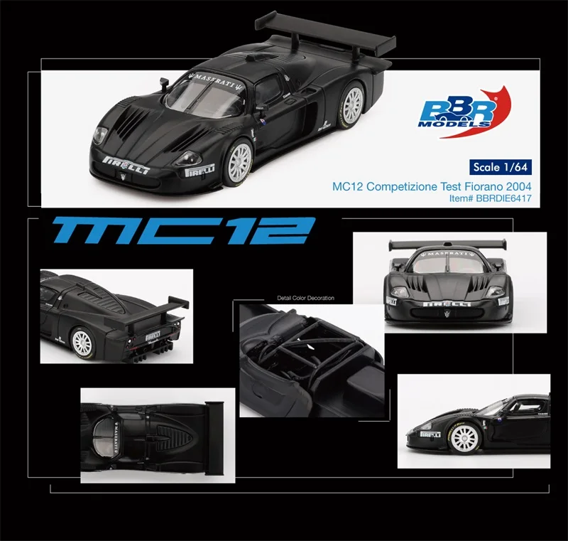 

BBR 1:64 MC12 Competizione Test Fiorano 2004, черная литая под давлением модель коллекционного автомобиля