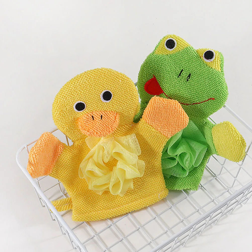 

4pcs Bath Sponge Scrubber Kids Shower Glove Soft Body Cleaning Tool For Neck Back Leg Arm Wash Cloth Exfoliating Wipe