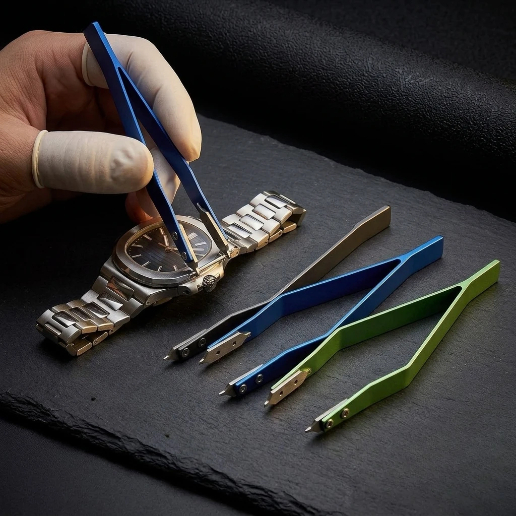 Pinça Profissional de Aço Inoxidável Tipo V para Remoção de Pinos de Relógio, Ferramenta de Precisão para Reparo de Relógios, Pulseiras e Joias