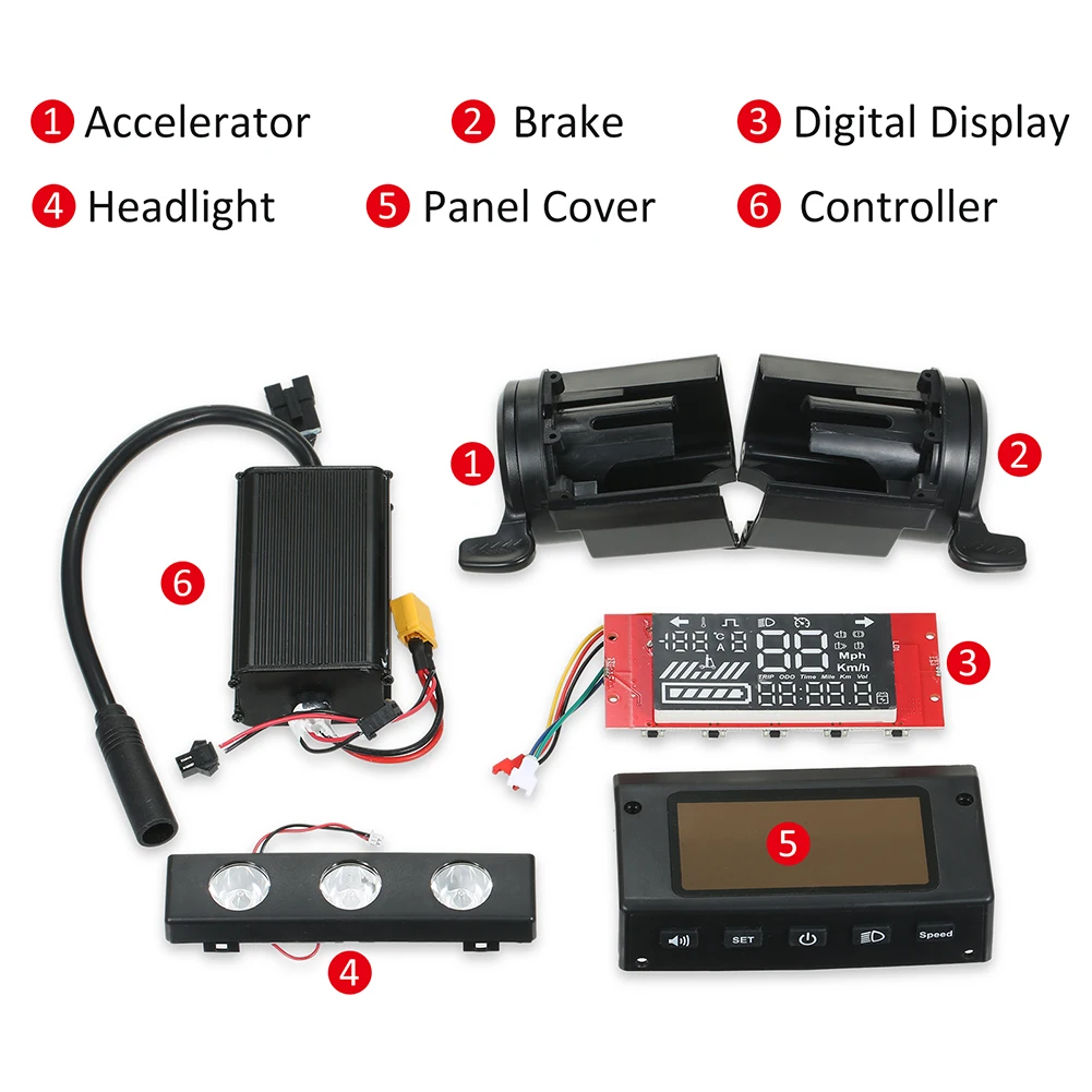 Electric Scooter Assembly Accessories Set for Kugoo S1/S2/S3 Display Meter Motor Controller Connection Cable Handlebar Light Kit