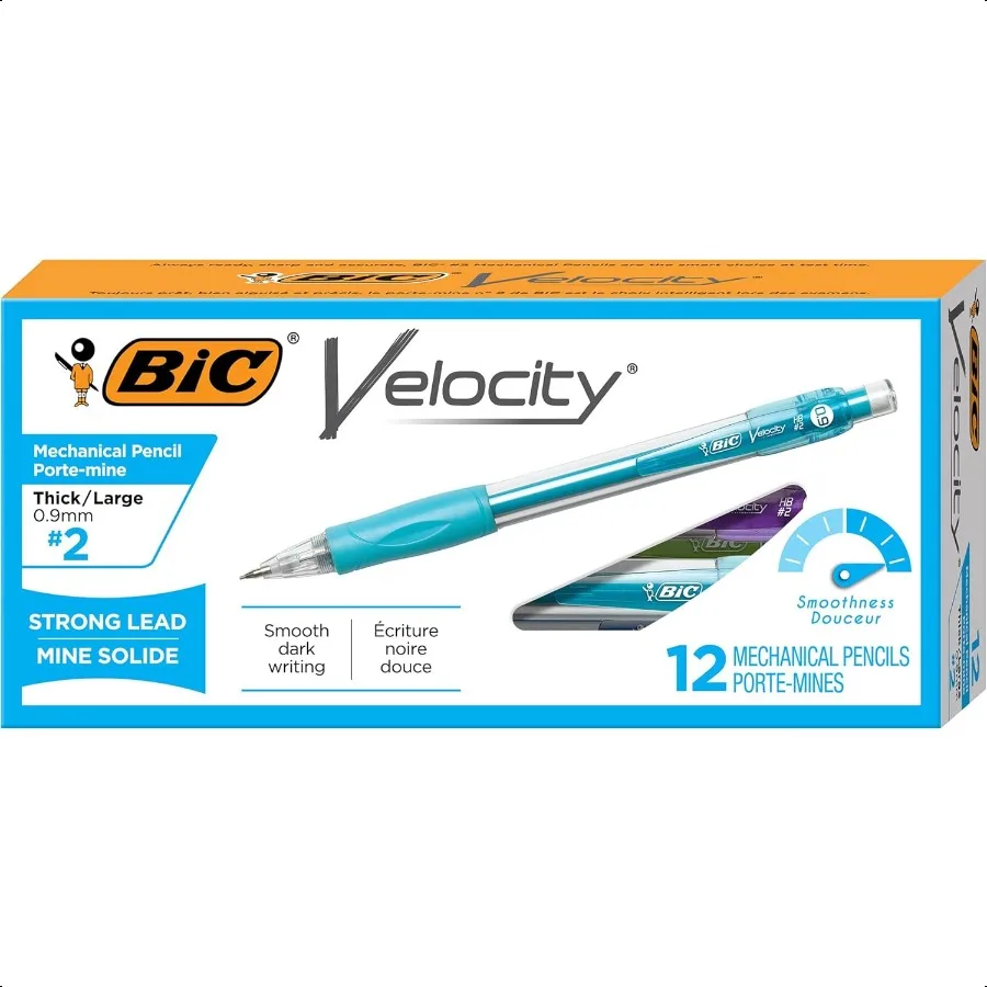

Velocity Strong Lead Mechanical Pencils With Colorful Barrel Thick Point 0.9mm 12Count Pack Mechanical Pencils With Erasers